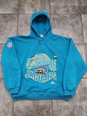 Vintage 90s Jacksonville Jaguars Large Apex One NFL Pro Line Banned Logo Hoodie